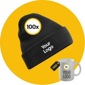 100x Beanie Including Logo Qty Bundle Package